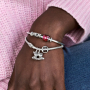 Charms Sterling Silber 925 Hund mit Knochen, Perle am Armband Haustier