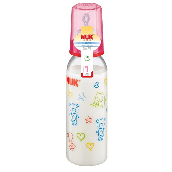 Nuk Bottle Plastiksilikon Sauger 0-6 Monate Größe 1 verschiedene Farben 240 ml