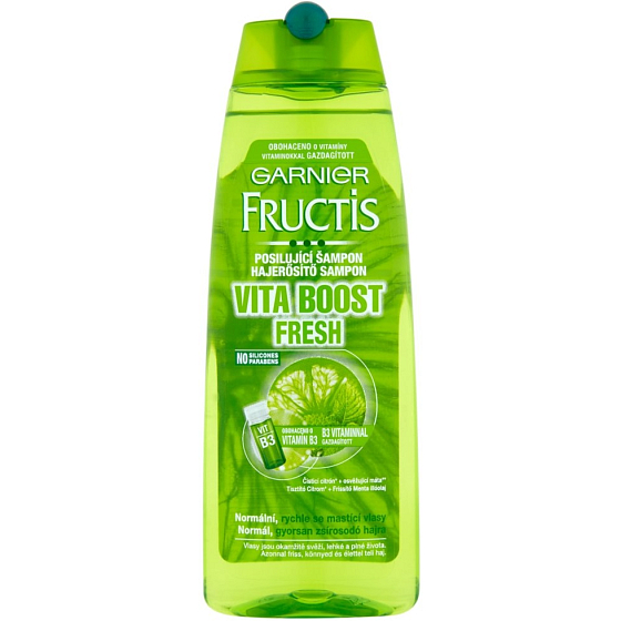 Garnier Fructis Vita Boost Fresh stärkendes Shampoo für normales, schnell fettiges Haar 250 ml
