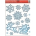 Fensterfolie ohne Kleber Santa auf Schlitteneisflocken mit Silberglitter 42 x 30 cm