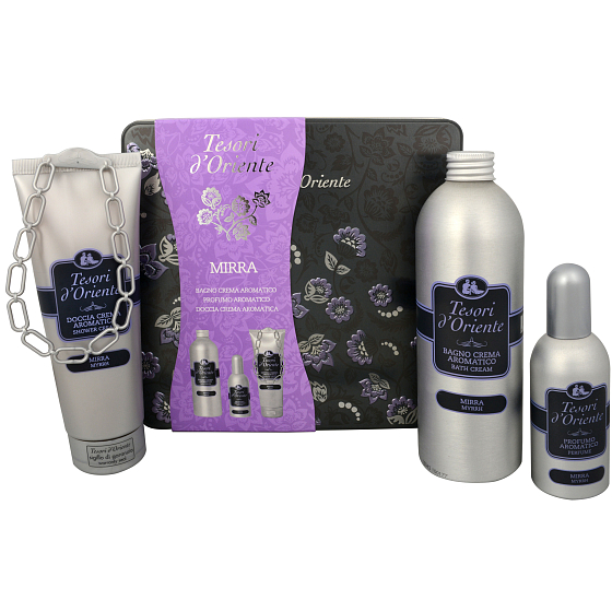 Tesori d Oriente Mirra parfümiertes Wasser 100 ml + Duschgel 250 ml + Badeschaum 500 ml, für Frauen Geschenkset