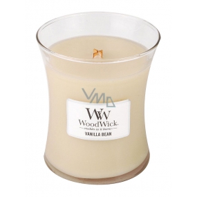 WoodWick Vanilla Bean - Vanilleschote-Duftkerze mit Holzdocht und Deckelglas Medium 275 g