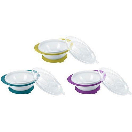 Nuk Easy Learning Kinderschale mit 2 Deckeln und Saugnapf 1 Stück in einer Packung, verschiedene Farben