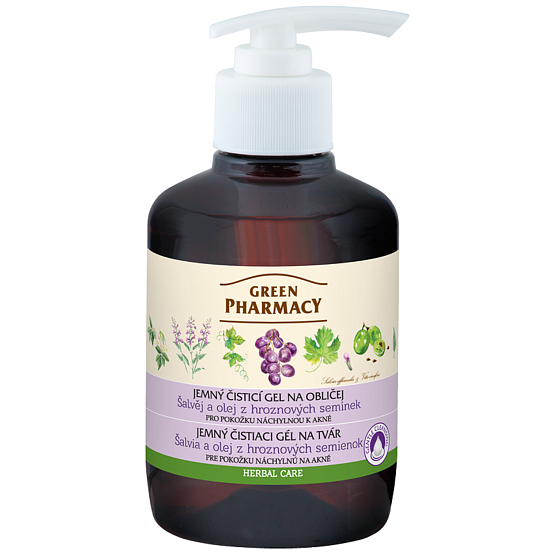 Green Pharmacy Salbei und Traubenkernöl sanftes Reinigungsgel für das Gesicht bei zu Akne neigender Haut 270 ml