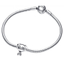 Charms Sterling Silber 925 Hund mit Knochen, Perle am Armband Haustier