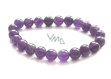 Amethyst Armband elastisch Naturstein, Kugel 9 - 10 mm / 16 - 17 cm, AA Qualität, Stein der Könige und Bischöfe