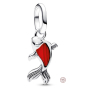Charm ze sterlingového stříbra 925 – mini medailon s červeným muránským sklem a motivem koi rybky, elegantní přívěsek na náramek inspirovaný přírodou a zvířaty.