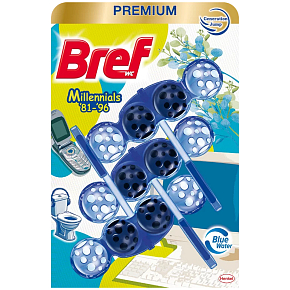 Bref Color 4 Millennials WC Block für hygienische Sauberkeit und Frische Ihrer Toilette 3 x 50 g