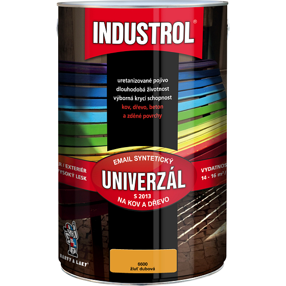 Industrol S2013 Universal Glanzfarbe für Metall und Holz, 6600 Eiche Gelb, 4 l