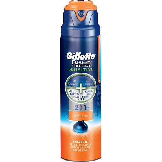 Gillette Fusion ProGlide Sensitive Active Sport 2 in 1 Rasiergel, für Männer 170 ml