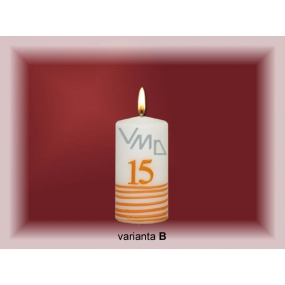 Lima Jubiläum 15 Jahre Kerze weiß dekoriert 50 x 100 mm 1 Stück