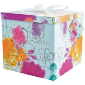 Angel Folding Geschenkbox mit Band Bunte Blumen 30 x 30 x 17 cm