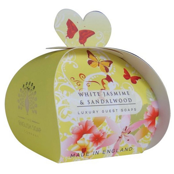 Englische Seife White Jasmine & Sandal Wood Natürliche parfümierte Seife mit Sheabutter 3 x 20 g
