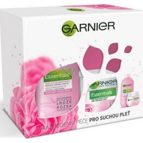 Garnier Essentials Rose feuchtigkeitsspendende Tagescreme für trockene und empfindliche Haut 50 ml + Make-up-Entferner Milch für trockene Haut 200 ml, Kosmetikset