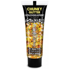 Diva & Nice Chunky Glitter Holographisches UV-Dekorgel für Körper und Gesicht 24 Karat - Gold 13 ml