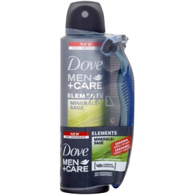 Dove Men + Care Elements Mineralien & Salbei Antitranspirant Spray für Männer 150 ml + Rasiermesser mit 3 Klingen, Duopack