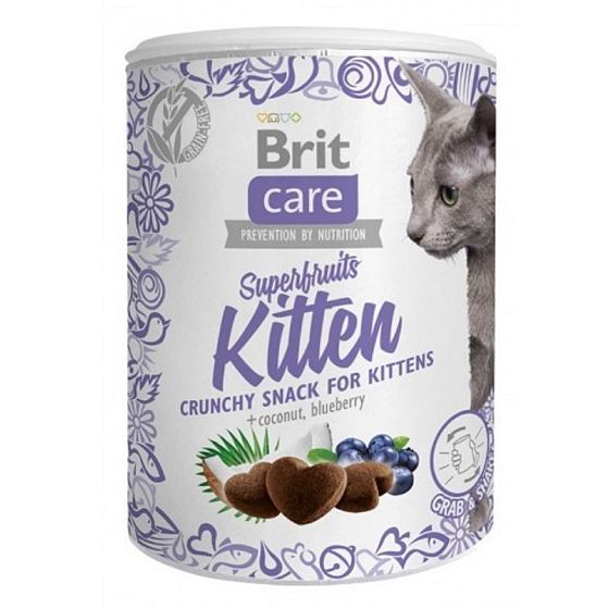 Brit Care Cat Snack Knuspriger Hühnersnack mit Drossel und Heidelbeere Ergänzungsfuttermittel für Kätzchen, ab 6 Wochen 100 g