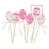 Plastikeieraussparung 6 cm + rosa Blumenspieße