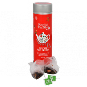 English Tea Shop Bio Würzige rote Früchte 15 Stück biologisch abbaubare Teepyramiden in einer recycelbaren Blechdose 30 g