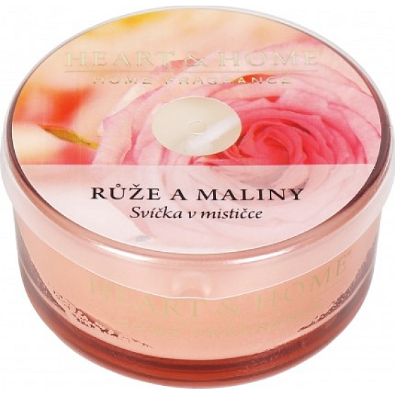 Heart & Home Rosen und Himbeeren Soja-Duftkerze in einer Schüssel brennt bis zu 12 Stunden 36 g