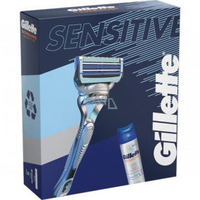 Gillette Skinguard Rasierer 1 Stück + Skinguard Sensitive Rasiergel 200 ml, Kosmetikset für Männer