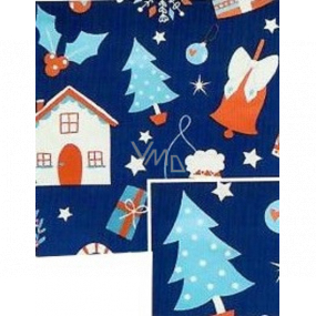 Nekupto Weihnachtsgeschenkpapier 70 x 200 cm Blaue Häuser, Bäume