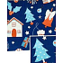 Nekupto Weihnachtsgeschenkpapier 70 x 200 cm Blaue Häuser, Bäume