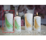 Lima Hochzeit Kerze Zylinder weiß grün Motiv 70 x 150 mm 1 Stück
