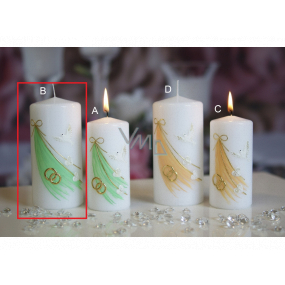Lima Hochzeit Kerze Zylinder weiß grün Motiv 70 x 150 mm 1 Stück