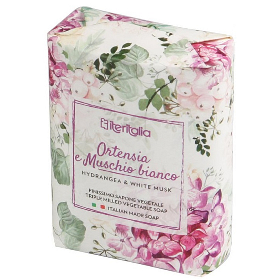 Iteritalia Hortensie und weißes Moos Italienische Toilette Pflanzenseife 125 g