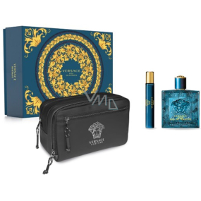 Versace Eros pour Homme Eau de Toilette 100 ml + Eau de Toilette 10 ml + Kosmetiktasche, Geschenkset für Männer