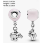 Charme Sterling Silber 925 Elefant mit rosa Ballon, Anhänger am Armband Familie
