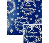 Nekupto Weihnachtsgeschenkpapier 70 x 200 cm Dunkelblau, Merry & Bright