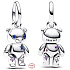 Sterling Silber 925 Beweglicher Teddybär mit blauen Augen, Tierarmband-Anhänger