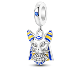 Charm Sterling Silber 925 Altägyptische Katze, Reise-Armband-Anhänger