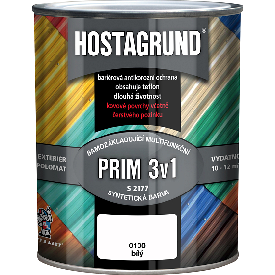 Hostagrund Prim 3v1 S2177 Grund- und Deckfarbe für Metall, 0100 weiß, 600 ml