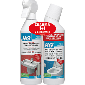 HG Schaumreiniger gegen Kalk, 500 ml + HG Hygienegel für Toiletten 500 ml gratis