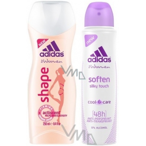 Adidas Soften Shape Duschgel 250 ml + Soften Silky Touch Antitranspirant Deodorant Spray für Frauen 150 ml, Kosmetikset