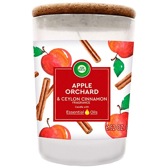 Air Wick Ätherische Öle Apfelgarten & Ceylon Zimt - Apfelgarten und Zimt Duftkerzenglas 185 g