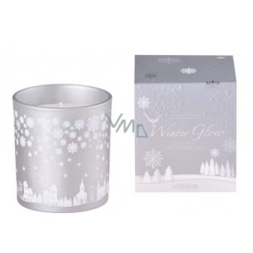 Arome Winter Glow Snowy Wonderland Duftglaskerze Silber in einer Geschenkbox 80 x 90 mm 500 g