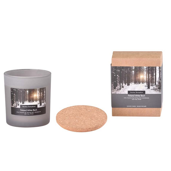 Aroma Aroma Sensation Finland Duftkerze aus weißer Birke im Glas mit Korkdeckel 7,5 x 8,5 cm 340 g