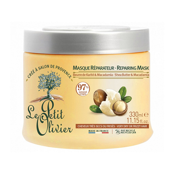 Le Petit Olivier Regenerierende Maske mit Sheabutter und Macadamiaöl für trockenes Haar 330 ml