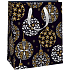 Ditipo Geschenkpapiertüte 18 x 10 x 22,7 cm Glitzer Weihnachten schwarz - gold silber Ornamente