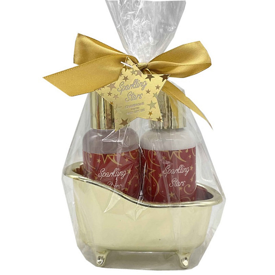 Salsa Collection Sparkling Stars Körperlotion 95 ml + Duschgel 95 ml, Kosmetikset in goldener Schale
