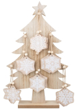 Holzweihnachtsbaum 41 cm mit Flocken zum Aufhängen 6 cm