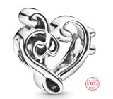 Sterling Silber 925 Herz Geigenschlüssel, Liebesarmband Perle