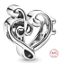 Sterling Silber 925 Herz Geigenschlüssel, Liebesarmband Perle