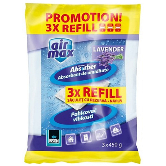 Bison Air Max Neutral Feuchtigkeitsabsorber Ersatz Nachfüllung Lavendel 3 x 450 g