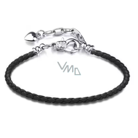 Černý kožený náramek 17 cm – kovové zapínání Černý kožený náramek 17 cm – kovové zapínání