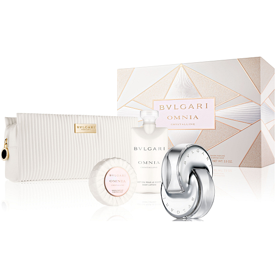 Bvlgari Omnia Kristallines Eau de Toilette 65 ml + Körperlotion 75 ml + Seife 75 g + Beutel, Geschenkset